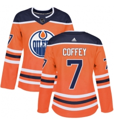 Women's Adidas Edmonton Oilers #7 Paul Coffey Authentic Orange Home NHL Jersey