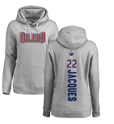 NHL Women's Adidas Edmonton Oilers #22 Jean-Francois Jacques Ash Backer Pullover Hoodie