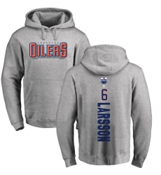 NHL Adidas Edmonton Oilers #6 Adam Larsson Ash Backer Pullover Hoodie