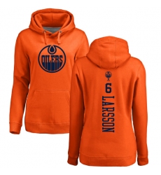 NHL Women's Adidas Edmonton Oilers #6 Adam Larsson Orange One Color Backer Pullover Hoodie