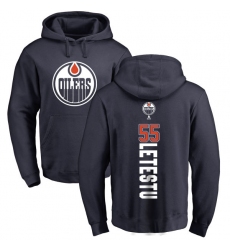 NHL Adidas Edmonton Oilers #55 Mark Letestu Navy Blue Backer Pullover Hoodie