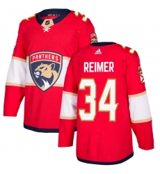 Men's Adidas Florida Panthers #34 James Reimer Authentic Red Home NHL Jersey
