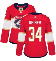 Women's Adidas Florida Panthers #34 James Reimer Authentic Red Home NHL Jersey