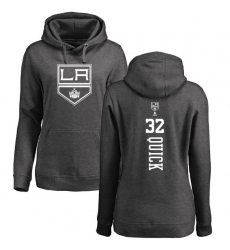 NHL Women's Adidas Los Angeles Kings #32 Jonathan Quick Charcoal One Color Backer Pullover Hoodie