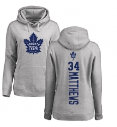 NHL Women's Adidas Toronto Maple Leafs #34 Auston Matthews Ash Backer Pullover Hoodie
