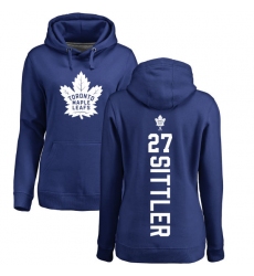 NHL Women's Adidas Toronto Maple Leafs #27 Darryl Sittler Royal Blue Backer Pullover Hoodie