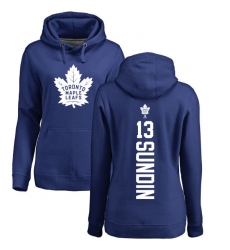 NHL Women's Adidas Toronto Maple Leafs #13 Mats Sundin Royal Blue Backer Pullover Hoodie