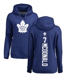 NHL Women's Adidas Toronto Maple Leafs #7 Lanny McDonald Royal Blue Backer Pullover Hoodie