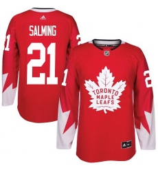 Men's Adidas Toronto Maple Leafs #21 Borje Salming Premier Red Alternate NHL Jersey