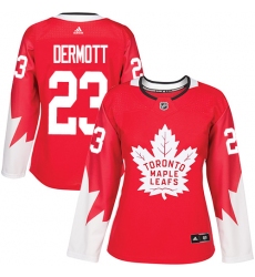Women's Adidas Toronto Maple Leafs #23 Travis Dermott Authentic Red Alternate NHL Jersey