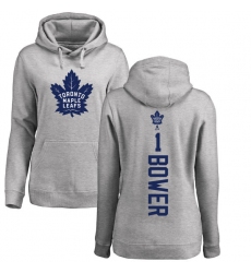 NHL Women's Adidas Toronto Maple Leafs #1 Johnny Bower Ash Backer Pullover Hoodie