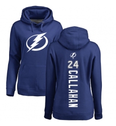 NHL Women's Adidas Tampa Bay Lightning #24 Ryan Callahan Royal Blue Backer Pullover Hoodie