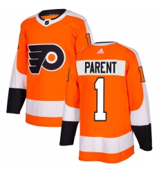 Men's Adidas Philadelphia Flyers #1 Bernie Parent Authentic Orange Home NHL Jersey