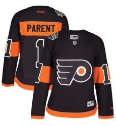 Women's Reebok Philadelphia Flyers #1 Bernie Parent Premier Black 2017 Stadium Series NHL Jersey