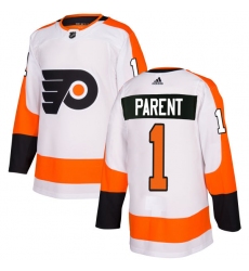 Youth Adidas Philadelphia Flyers #1 Bernie Parent Authentic White Away NHL Jersey