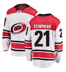 Youth Carolina Hurricanes #21 Lee Stempniak Fanatics Branded White Away Breakaway NHL Jersey