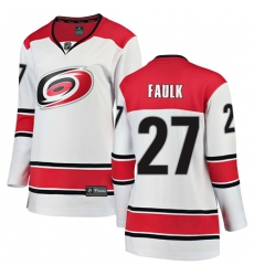 Women's Carolina Hurricanes #27 Justin Faulk Authentic White Away Fanatics Branded Breakaway NHL Jersey