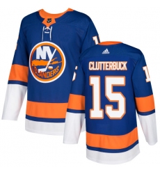 Youth Adidas New York Islanders #15 Cal Clutterbuck Authentic Royal Blue Home NHL Jersey