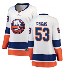Women's New York Islanders #53 Casey Cizikas Fanatics Branded White Away Breakaway NHL Jersey