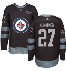 Men's Adidas Winnipeg Jets #27 Teppo Numminen Premier Black 1917-2017 100th Anniversary NHL Jersey
