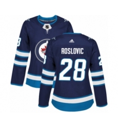 Women's Adidas Winnipeg Jets #28 Jack Roslovic Authentic Navy Blue Home NHL Jersey