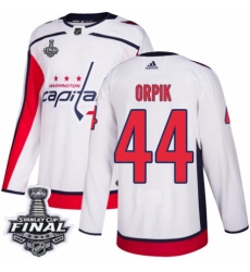 Youth Adidas Washington Capitals #44 Brooks Orpik Authentic White Away 2018 Stanley Cup Final NHL Jersey