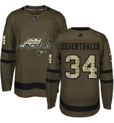 Men's Adidas Washington Capitals #34 Jonas Siegenthaler Authentic Green Salute to Service NHL Jersey