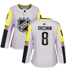 Women's Adidas Washington Capitals #8 Alex Ovechkin Authentic Gray 2018 All-Star Metro Division NHL Jersey