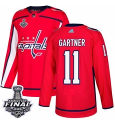 Men's Adidas Washington Capitals #11 Mike Gartner Authentic Red Home 2018 Stanley Cup Final NHL Jersey