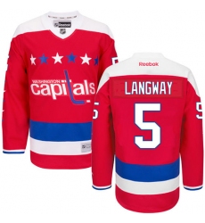 Youth Reebok Washington Capitals #5 Rod Langway Authentic Red Third NHL Jersey
