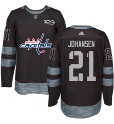 Men's Adidas Washington Capitals #21 Lucas Johansen Authentic Black 1917-2017 100th Anniversary NHL Jersey