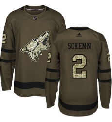 Youth Adidas Arizona Coyotes #2 Luke Schenn Authentic Green Salute to Service NHL Jersey
