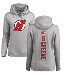 NHL Women's Adidas New Jersey Devils #6 Andy Greene Ash Backer Pullover Hoodie