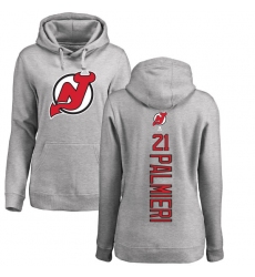 NHL Women's Adidas New Jersey Devils #21 Kyle Palmieri Ash Backer Pullover Hoodie
