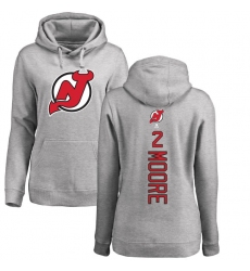 NHL Women's Adidas New Jersey Devils #2 John Moore Ash Backer Pullover Hoodie