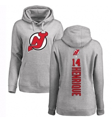 NHL Women's Adidas New Jersey Devils #14 Adam Henrique Ash Backer Pullover Hoodie