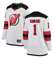 Women's New Jersey Devils #1 Keith Kinkaid Fanatics Branded White Away Breakaway NHL Jersey