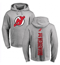 NHL Adidas New Jersey Devils #31 Scott Wedgewood Ash Backer Pullover Hoodie