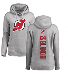 NHL Women's Adidas New Jersey Devils #64 Joseph Blandisi Ash Backer Pullover Hoodie