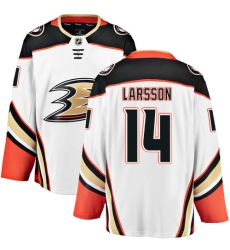 Men's Anaheim Ducks #14 Jacob Larsson Fanatics Branded White Away Breakaway NHL Jersey