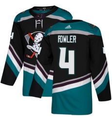 Men's Adidas Anaheim Ducks #4 Cam Fowler Authentic Black Teal Third NHL Jersey