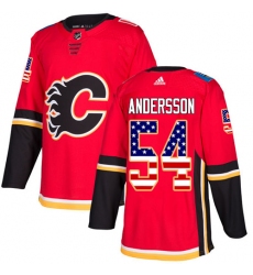 Youth Adidas Calgary Flames #54 Rasmus Andersson Authentic Red USA Flag Fashion NHL Jersey