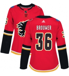 Women's Adidas Calgary Flames #36 Troy Brouwer Authentic Red Home NHL Jersey