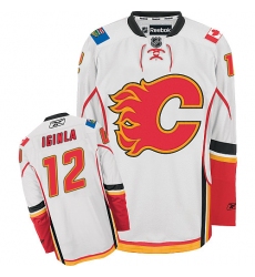 Men's Reebok Calgary Flames #12 Jarome Iginla Authentic White Away NHL Jersey