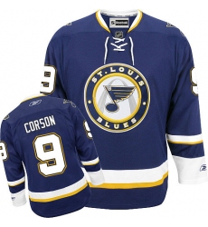 Men's Reebok St. Louis Blues #9 Shayne Corson Premier Navy Blue Third NHL Jersey