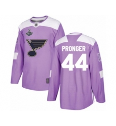 Men's St. Louis Blues #44 Chris Pronger Authentic Purple Fights Cancer Practice 2019 Stanley Cup Champions Hockey Jersey