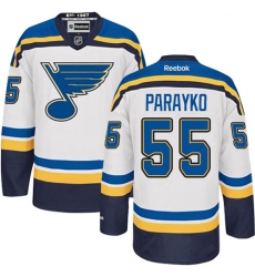 Men's Reebok St. Louis Blues #55 Colton Parayko Authentic White Away NHL Jersey