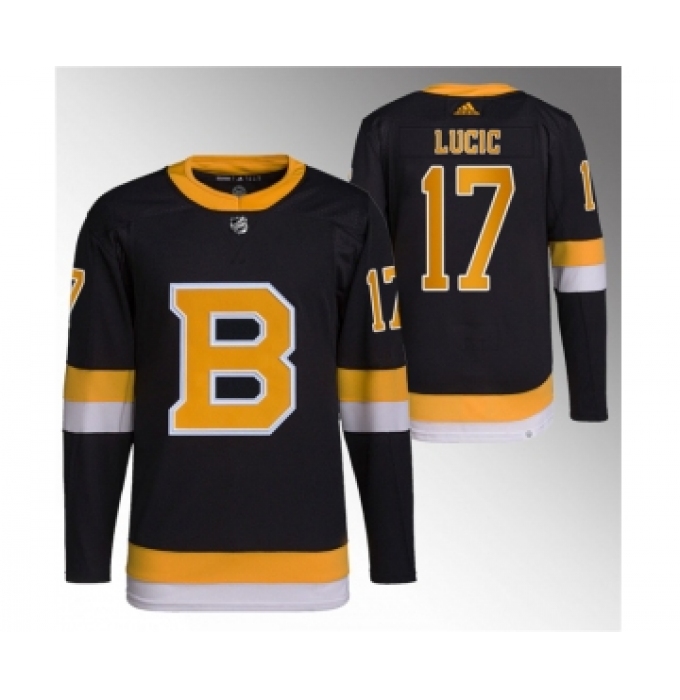 Men's Boston Bruins #17 Milan Lucic Black Home Breakaway Stitched Jersey
