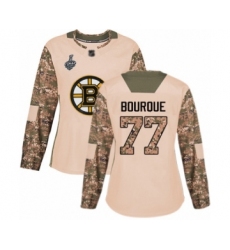 Women's Boston Bruins #77 Ray Bourque Authentic Camo Veterans Day Practice 2019 Stanley Cup Final Bound Hockey Jersey