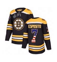 Youth Boston Bruins #7 Phil Esposito Authentic Black USA Flag Fashion 2019 Stanley Cup Final Bound Hockey Jersey